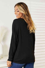 Double Take Seam Detail Round Neck Long Sleeve Top- two colors