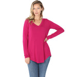 B+B Luxe Long Sleeve V-Neck {Magenta}