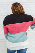 Color Blocked Striped Knit Sweater