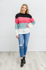 Color Blocked Striped Knit Sweater