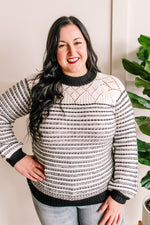 Knit Sweater In Black & White With Silver Thread