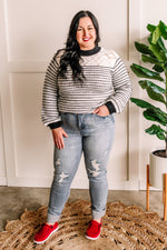 Knit Sweater In Black & White With Silver Thread