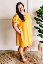 Sunshine Yellow Balloon Sleeve Dress