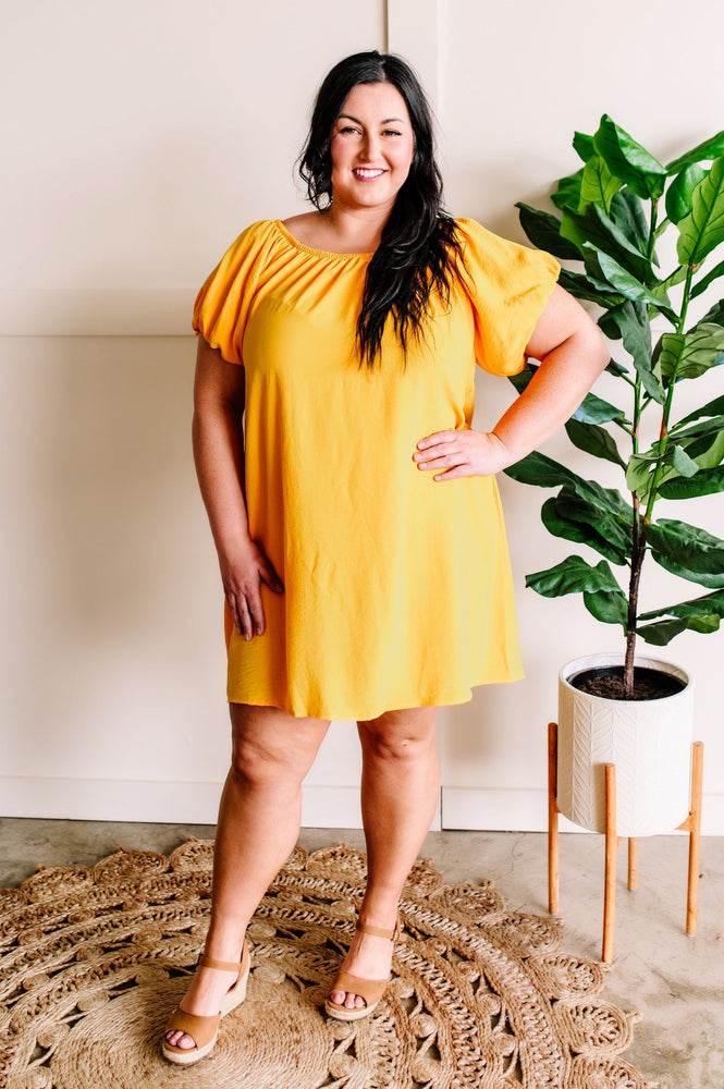 Sunshine Yellow Balloon Sleeve Dress