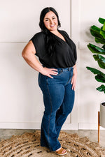 Surplice Blouse Bodysuit In Black