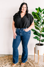 Surplice Blouse Bodysuit In Black