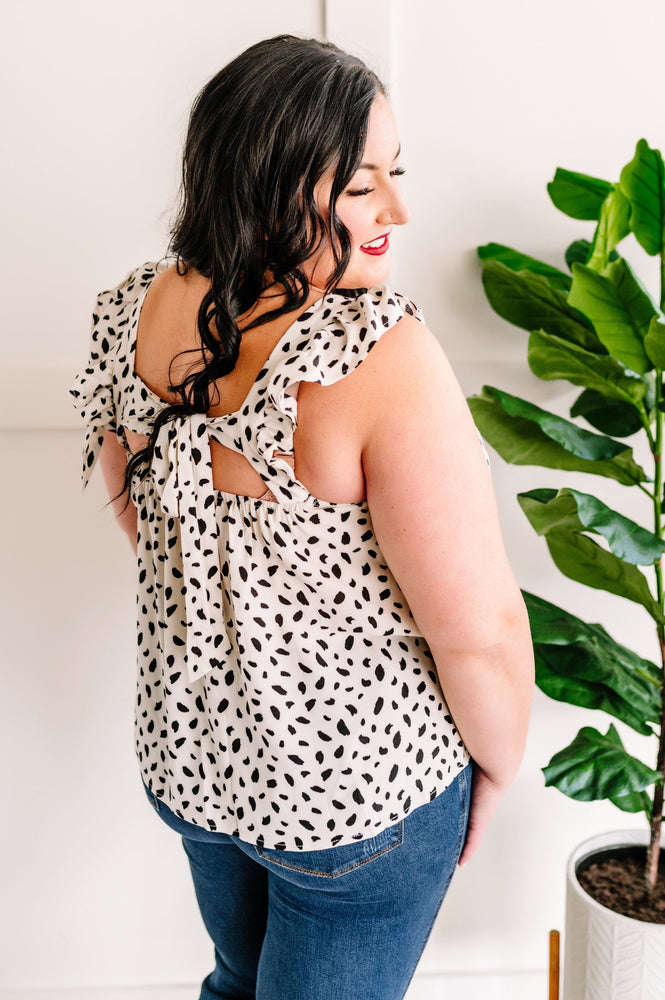 Tie Back Blouse In Cream Animal Print