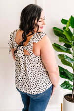 Tie Back Blouse In Cream Animal Print