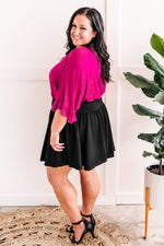 Flowy Skirt With Attached Shorts In Jet Black
