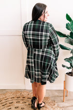 Gabby Front Dress With Attached Shorts In Tartan Plaid Green