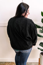 Dolman Sleeve Soft Corduroy Jacket In Mystic Black