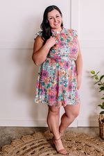 Soft Flutter Sleeve Dress In Cabbage Patch Florals