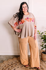 Savanna Jane Bold Embroidered Floral Top In Natural Dahlia
