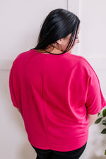 Fuchsia Boxy Crewneck Sweatshirt Top