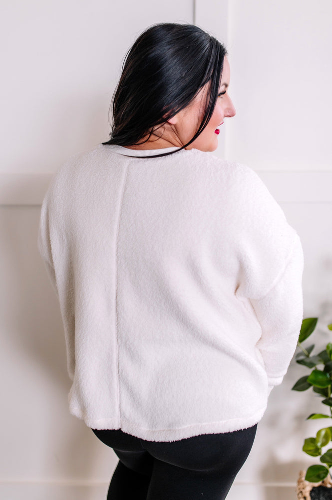 Cozy Teddy Pullover In Soft Ivory