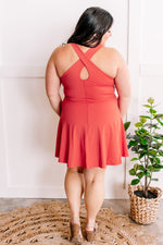 High Support Tennis Dress With Attached Shorts In Sunny Coral