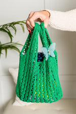 Girls Day Open Weave Bag in Green