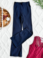 Ribbed High Waisted Pull On Pants In Deep Navy