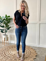Surplice Blouse Bodysuit In Black