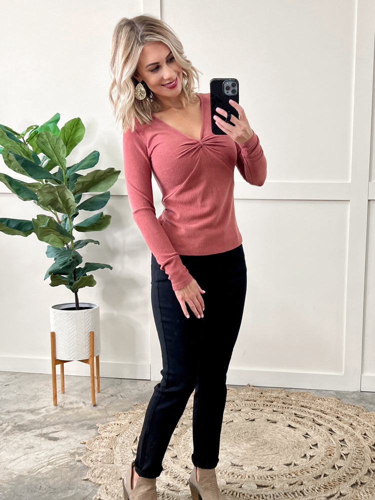 Cashmere Soft Knit Top In Soft Brandy