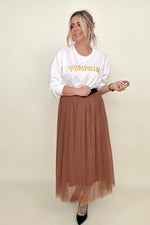 Zenana Mesh Pleated Maxi Skirt