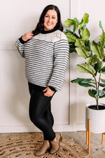 Soft Knit Sweater In Black & White With Silver Thread