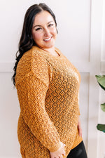 Chenille Cable Knit Sweater In Golden Amber