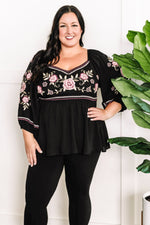 Savanna Jane Embroidered Sweetheart Top In Purple & Pink Florals