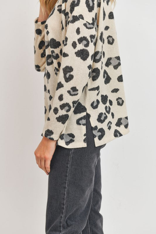 Leopard Knit Boxy Top