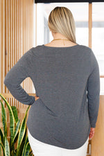 Lacey Long Sleeve V Neck In Gray