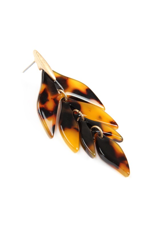 Tortoise Leaf Dangle Earrings