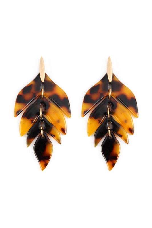 Tortoise Leaf Dangle Earrings