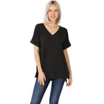 B+B Not So Basic Roll Sleeve V Neck Z