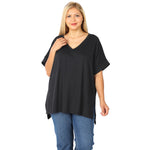 B+B Not So Basic Roll Sleeve V Neck Z