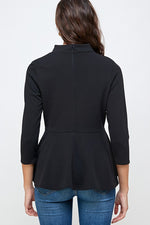 Classic Prep Peplum Top {Black}