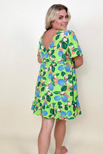 Gigio Tropical Print Flutter Sleeve Mini Dress