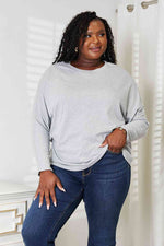 Double Take Seam Detail Round Neck Long Sleeve Top- two colors