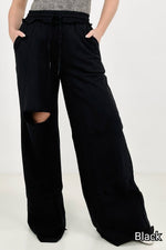 New Colors - Zenana French Terry Laser Cut Pants With Pockets