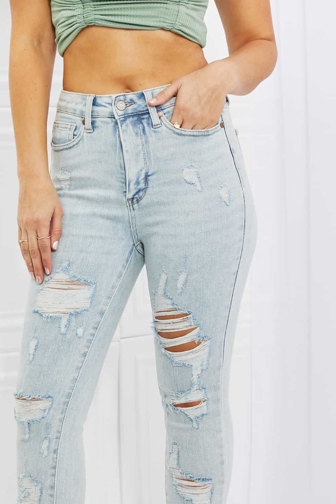 Judy Blue Tiana Full Size High Waisted Distressed Skinny Jeans