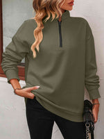 Reg + Plus Zip-Up Dropped Shoulder Sweatshirt