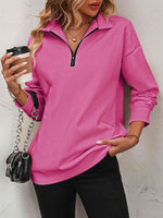 Reg + Plus Zip-Up Dropped Shoulder Sweatshirt