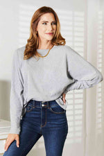 Double Take Seam Detail Round Neck Long Sleeve Top- two colors