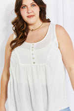 Sweet Lovely by Jen Hydrangea Full Size Lace Trim Tank in Ivory