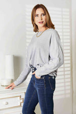 Double Take Seam Detail Round Neck Long Sleeve Top- two colors