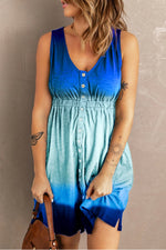 Scoop Neck Buttoned Sleeveless Magic Dress with Pockets