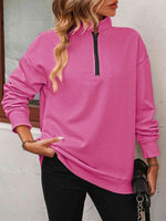 Reg + Plus Zip-Up Dropped Shoulder Sweatshirt