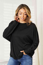 Double Take Seam Detail Round Neck Long Sleeve Top- two colors