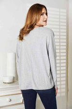 Double Take Seam Detail Round Neck Long Sleeve Top- two colors