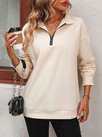 Reg + Plus Zip-Up Dropped Shoulder Sweatshirt