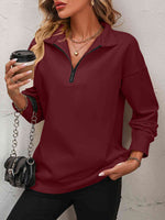 Reg + Plus Zip-Up Dropped Shoulder Sweatshirt